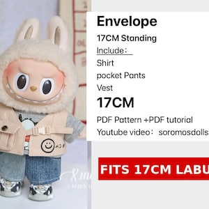 Labubu Clothes Pattern – 17cm Digital Sewing Pattern (PDF Tutorial) | No Seam Allowance| Labubu DYI/Sewing Template/sewing tutorial