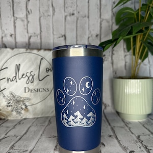 Hand Engraved Forest Paw Print Tumbler | Paw Print Tumbler | Dog Mom Tumbler | Gifts for Dog Moms | Gifts for Dog Lovers | Engraved Tumbler