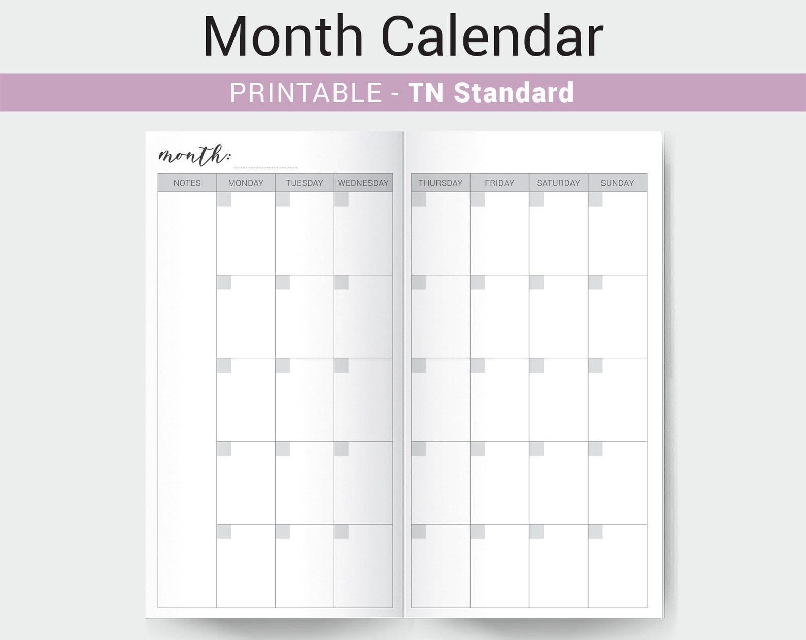 month calendar tn standard undated monthly calendar insert etsy