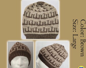 Hand-Knitted Hat with Japanese Characters