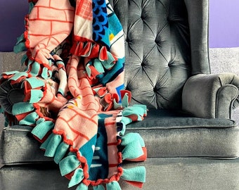 Dollhouse Fleece Tie Blanket
