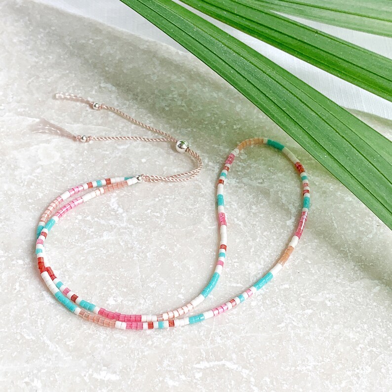 Silk Beaded Bracelet Double Wrist Wrap Delicate Beaded Etsy