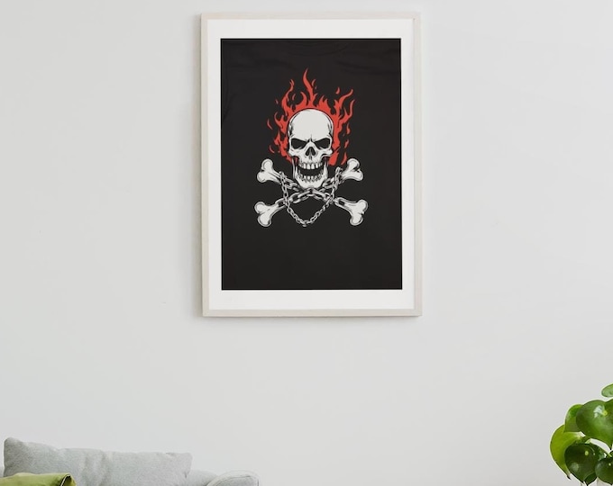 Premium Quality Art Print - Music Print Rock n Roll Skull Guitar Punk Alternative Prog Skeleton Music Festival - A4 A3 A2 - Festival Merch