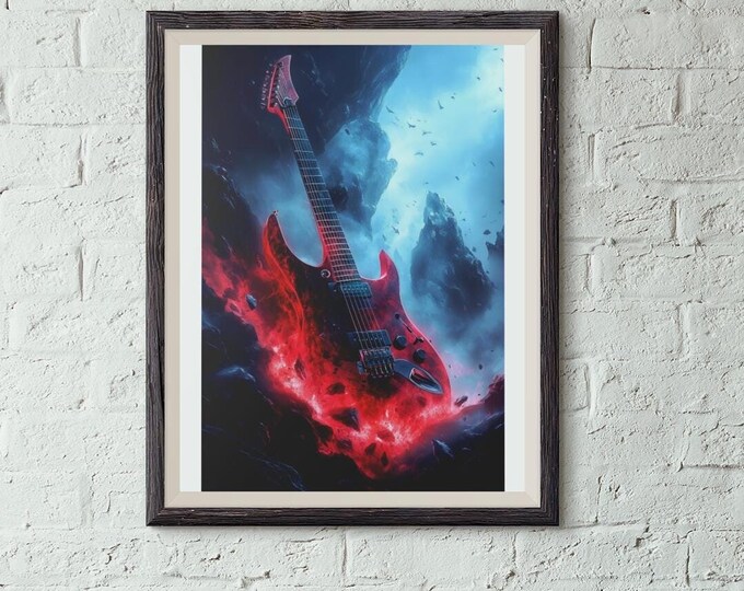 Premium Quality Art Print - Music Print Rock n Roll Skull Guitar Punk Alternative Prog Skeleton Music Festival - A4 A3 A2 - Festival Merch