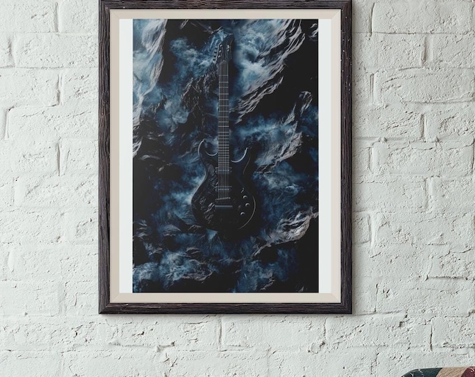 Premium Quality Art Print - Music Print Rock n Roll Skull Guitar Punk Alternative Prog Skeleton Music Festival - A4 A3 A2 - Festival Merch