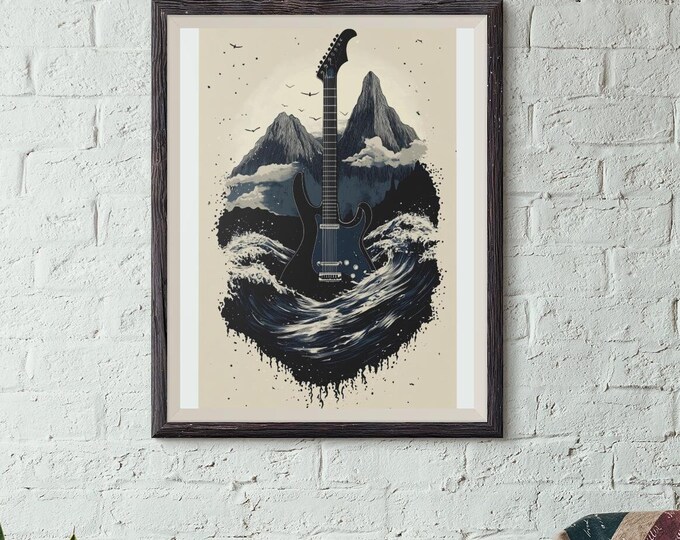 Premium Quality Art Print - Music Print Rock n Roll Skull Guitar Punk Alternative Prog Skeleton Music Festival - A4 A3 A2 - Festival Merch