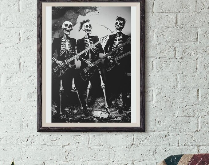 Premium Quality Art Print - Music Print Rock n Roll Skull Guitar Punk Alternative Prog Skeleton Music Festival - A4 A3 A2 - Festival Merch