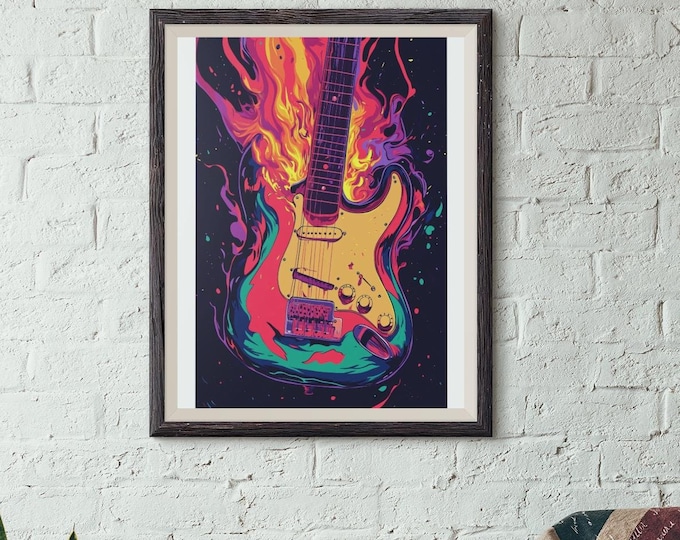 Premium Quality Art Print - Music Print Rock n Roll Skull Guitar Punk Alternative Prog Skeleton Music Festival - A4 A3 A2 - Festival Merch