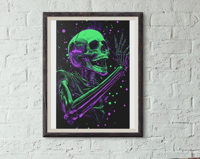 Premium Quality Art Print - Music Print Rock n Roll Skull Guitar Punk Alternative Prog Skeleton Music Festival - A4 A3 A2 - Festival Merch
