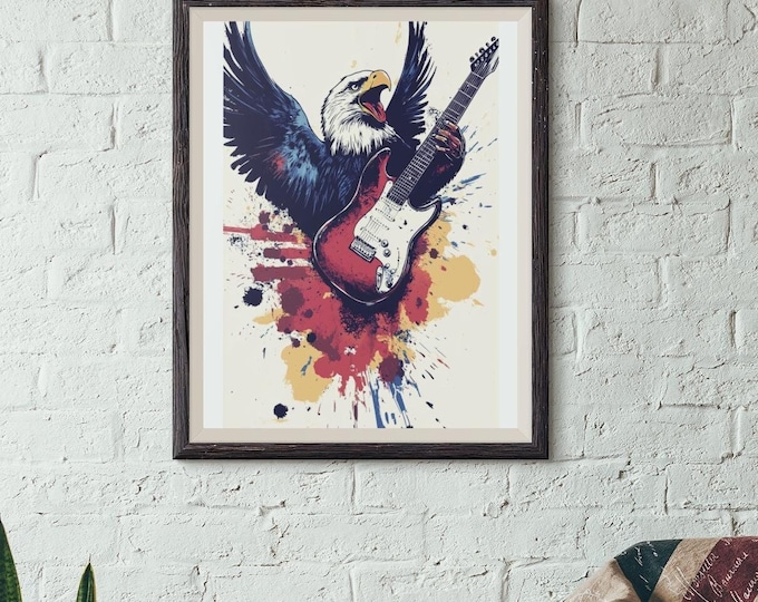 Premium Quality Art Print - Music Print Rock n Roll Skull Guitar Punk Alternative Prog Skeleton Music Festival - A4 A3 A2 - Festival Merch