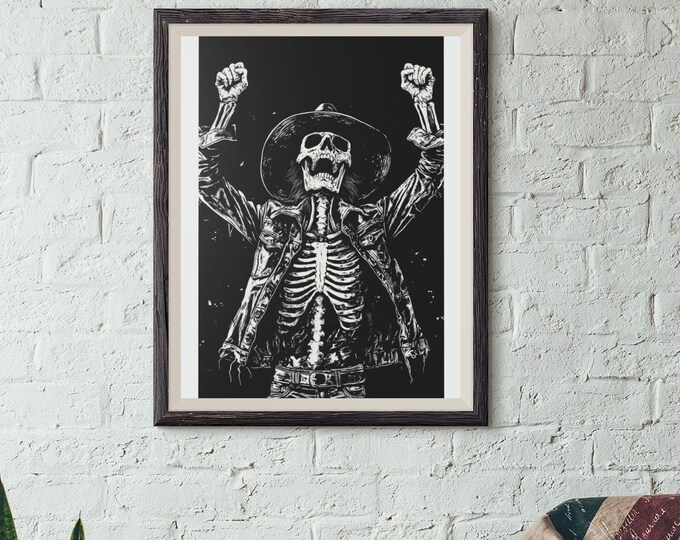 Premium Quality Art Print - Music Print Rock n Roll Skull Guitar Punk Alternative Prog Skeleton Music Festival - A4 A3 A2 - Festival Merch