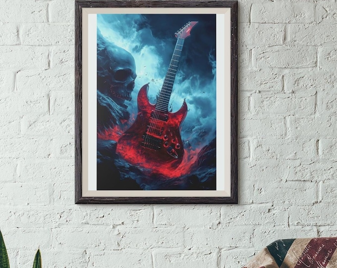 Premium Quality Art Print - Music Print Rock n Roll Skull Guitar Punk Alternative Prog Skeleton Music Festival - A4 A3 A2 - Festival Merch