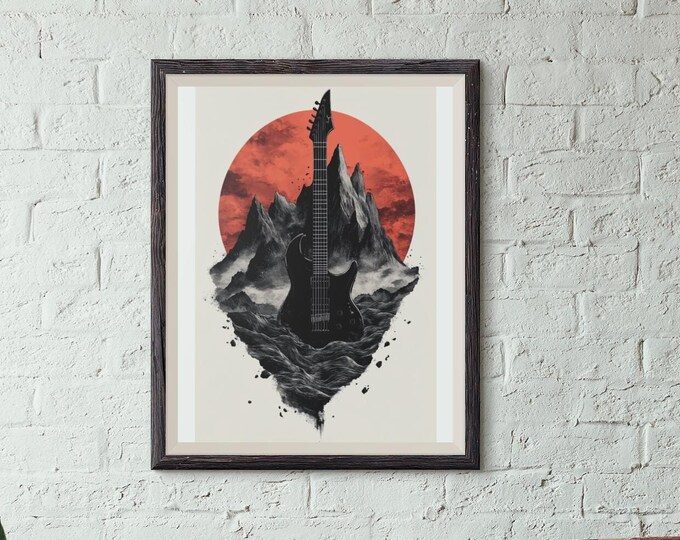 Premium Quality Art Print - Music Print Rock n Roll Skull Guitar Punk Alternative Prog Skeleton Music Festival - A4 A3 A2 - Festival Merch