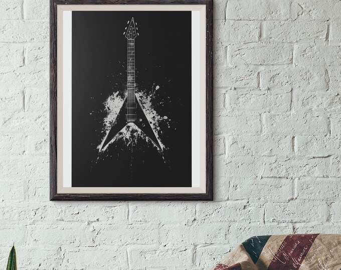 Premium Quality Art Print - Music Print Rock n Roll Skull Guitar Punk Alternative Prog Skeleton Music Festival - A4 A3 A2 - Festival Merch