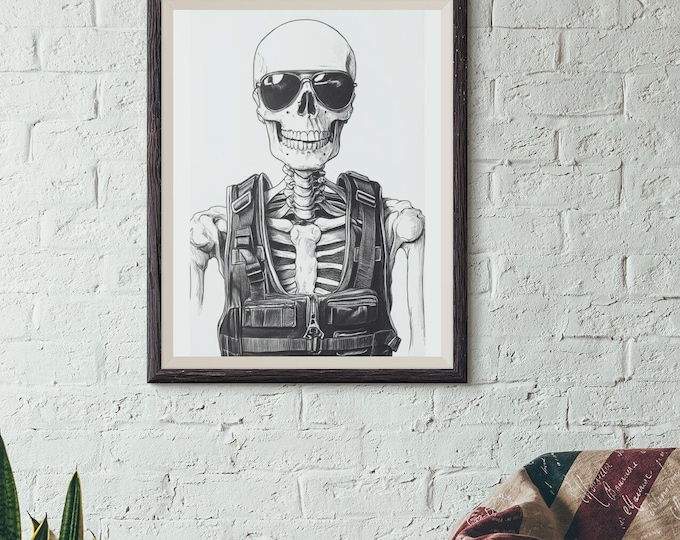 Premium Quality Art Print - Music Print Rock n Roll Skull Guitar Punk Alternative Prog Skeleton Music Festival - A4 A3 A2 - Festival Merch