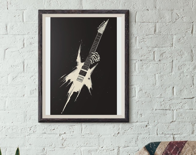 Premium Quality Art Print - Music Print Rock n Roll Skull Guitar Punk Alternative Prog Skeleton Music Festival - A4 A3 A2 - Festival Merch