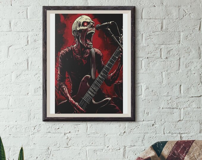 Premium Quality Art Print - Music Print Rock n Roll Skull Guitar Punk Alternative Prog Skeleton Music Festival - A4 A3 A2 - Festival Merch