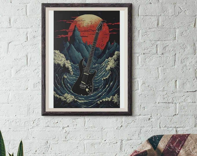 Premium Quality Art Print - Music Print Rock n Roll Skull Guitar Punk Alternative Prog Skeleton Music Festival - A4 A3 A2 - Festival Merch