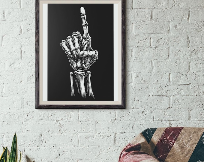 Premium Quality Art Print - Music Print Rock n Roll Skull Guitar Punk Alternative Prog Skeleton Music Festival - A4 A3 A2 - Festival Merch