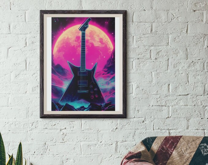 Premium Quality Art Print - Music Print Rock n Roll Skull Guitar Punk Alternative Prog Skeleton Music Festival - A4 A3 A2 - Festival Merch