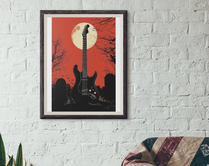 Premium Quality Art Print - Music Print Rock n Roll Skull Guitar Punk Alternative Prog Skeleton Music Festival - A4 A3 A2 - Festival Merch