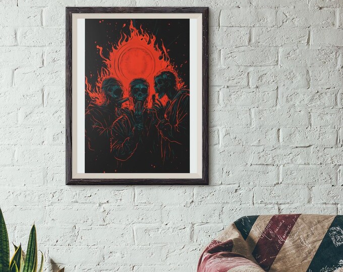 Premium Quality Art Print - Music Print Rock n Roll Skull Guitar Punk Alternative Prog Skeleton Music Festival - A4 A3 A2 - Festival Merch