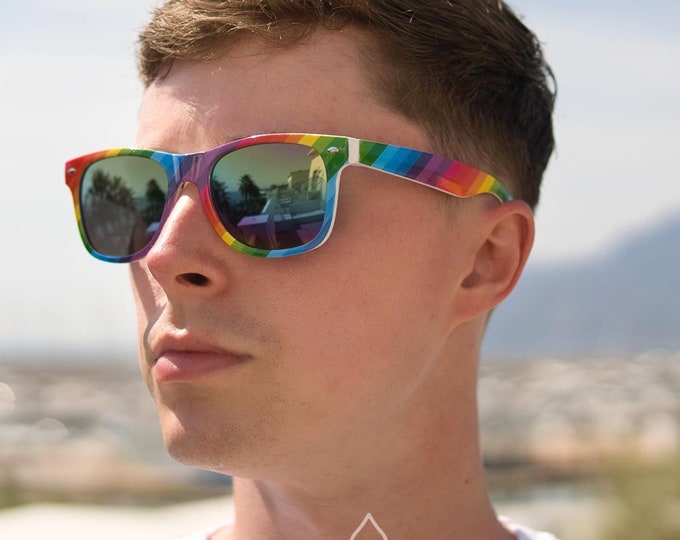 Rainbow Sunglasses | Unisex/ Non Gender | Pride LGBT Rainbow Flag | Holiday / Festival Glasses
