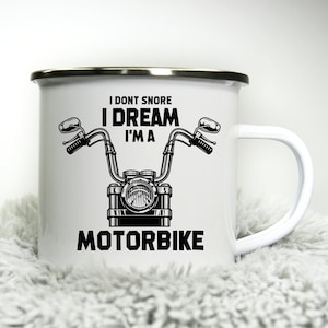 I dream I&#39;m a motorbike -  12oz Camping Mug - Funny Rude inappropriate Motorbike Gift Biker for Dad Gift Biker Grandad Cup Road Racing