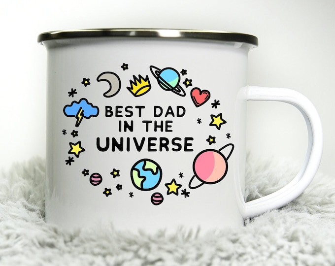 Best Dad in the Universe Mug - 12oz Camping Mug - Fathers Day Gift Birthday Anniversary Gift for Dad Cup Funny Fathers Best Dad Daddy Cute