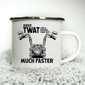 Biker But Much Faster -  12oz Camping Mug - Funny Rude inappropriate Motorbike Biker Gift for Dad Gift Biker Grandad Cup Road Racing trip