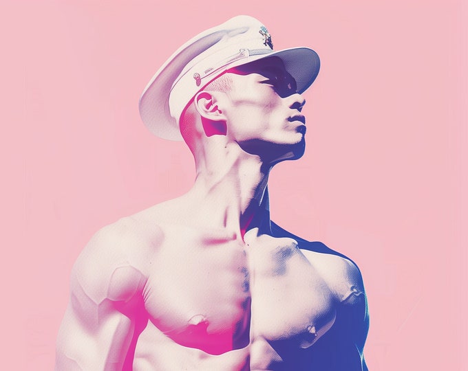 Le Male - Vintage French sailor - Pink male Print Fashion Artwork - A4 A3 A2 - Festival Merch
