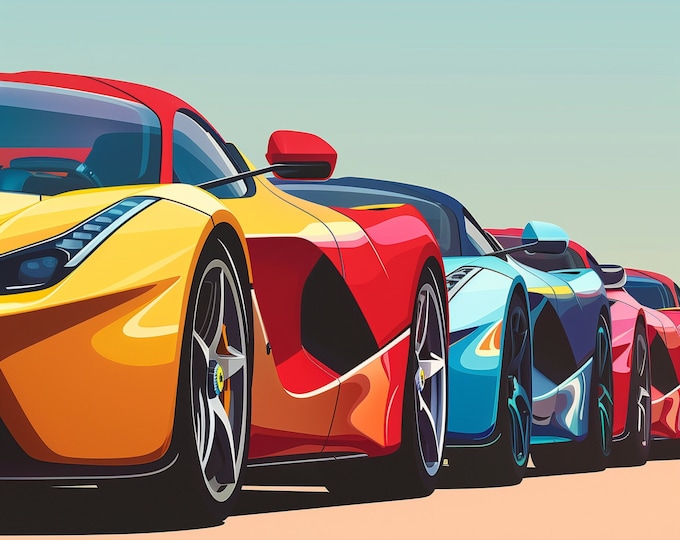 Super Car Hyper car Art Print Wall Art Motorsport Gift for Dad Car Lover - A4 A3 A2 - Festival Merch