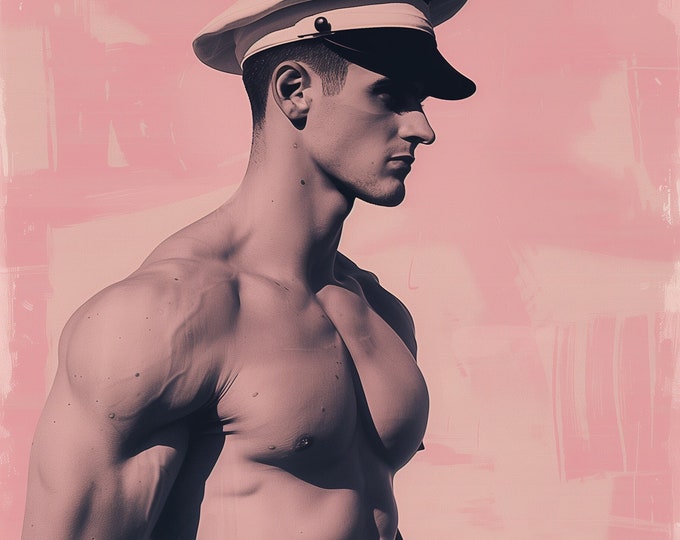 Le Male - Vintage French sailor - Pink male Print Fashion Artwork - A4 A3 A2 - Festival Merch