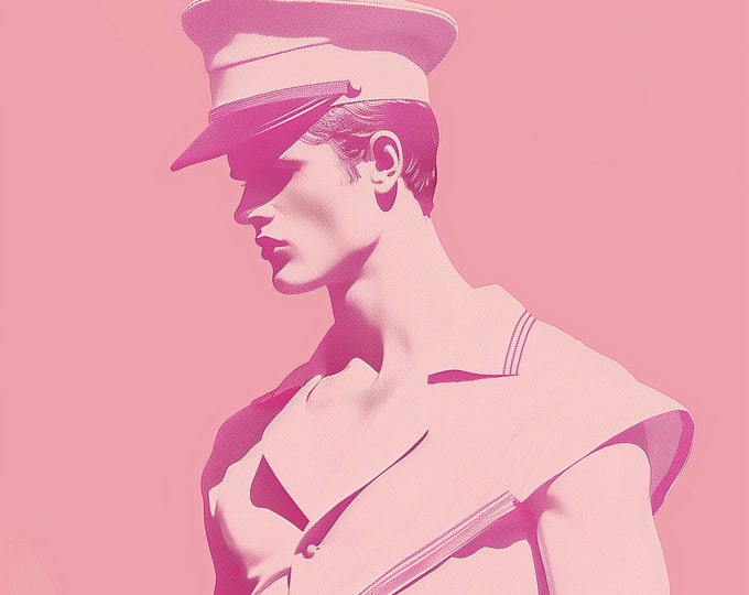 Le Male - Vintage French sailor - Pink male Print Fashion Artwork - A4 A3 A2 - Festival Merch