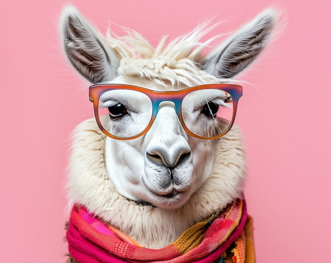 Funny Animal Wall Art Pink Llama  - A4 A3 A2 - Festival Merch