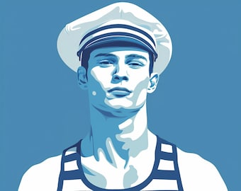 Le Male - Vintage French sailor - Pink male Print Fashion Artwork - A4 A3 A2 - Festival Merch