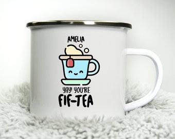 FIF TEA Mug - Happy 50th Birthday Mug - 12oz Camping Mug - Gift Birthday Anniversary Gift for Mum Cup Cute Funny Mother Best Mum Mummy