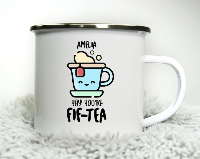 FIF TEA Mug - Happy 50th Birthday Mug - 12oz Camping Mug - Gift Birthday Anniversary Gift for Mum Cup Cute Funny Mother Best Mum Mummy