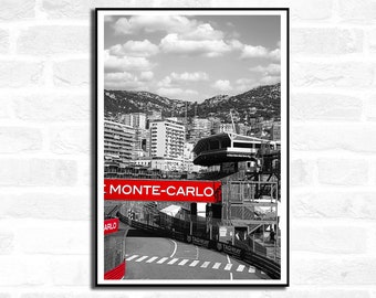 Monaco Race Circuit Print - Monaco Poster Grand Prix Historique - Black and White - office home decor travel print A4 A3 A2 - Festival Merch
