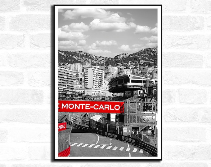Monaco Race Circuit Print - Monaco Poster Grand Prix Historique - Black and White - office home decor travel print A4 A3 A2 - Festival Merch