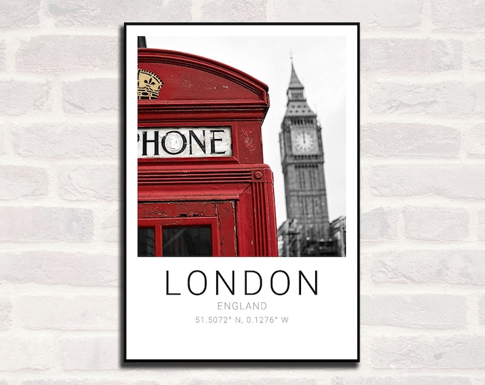 London Premium Travel Prints View of London - Wall hangings home decor Art - Black and white - A4 A3 A2  - Festival Merch