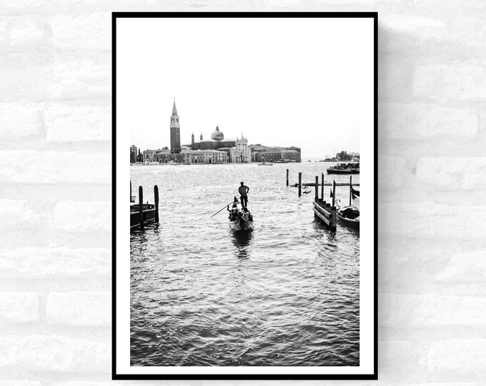 Venice Print Italy Travel Photography Venezia Italia Veneto region - Black and White - office home decor - A4 A3 A2 - Festival Merch