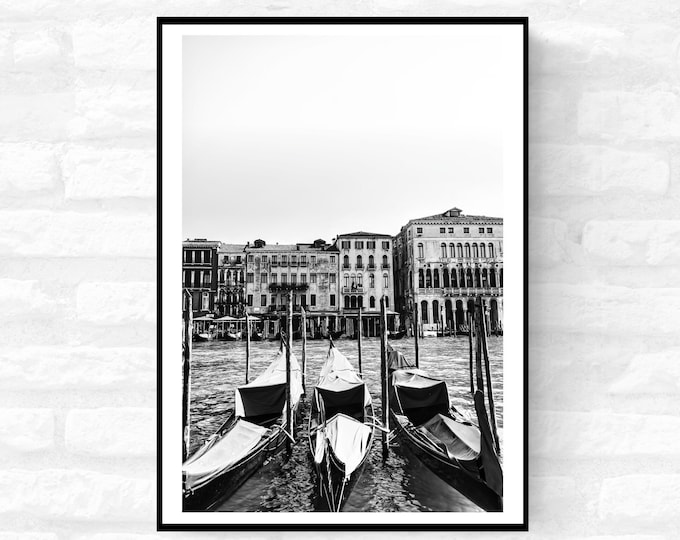 Venice Print Italy Travel Photography Venezia Italia Veneto region - Black and White - office home decor - A4 A3 A2 - Festival Merch