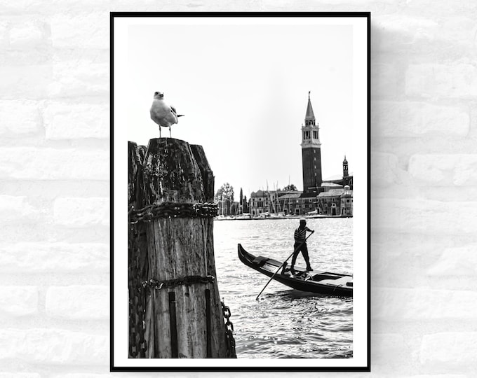 Venice Print Italy Travel Photography Venezia Italia Veneto region - Black and White - office home decor - A4 A3 A2 - Festival Merch