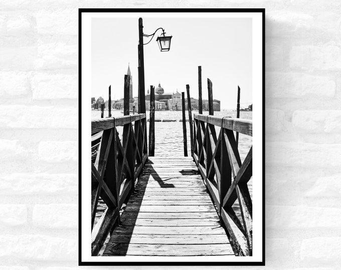 Venice Print Italy Travel Photography Venezia Italia Veneto region - Black and White - office home decor - A4 A3 A2 - Festival Merch