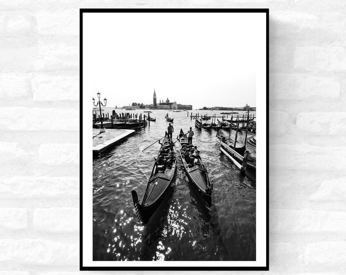 Venice Print Italy Travel Photography Venezia Italia Veneto region - Black and White - office home decor - A4 A3 A2 - Festival Merch
