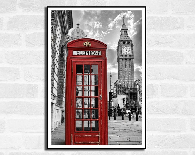London Premium Travel Prints View of London - Wall hangings home decor Art - Black and white - A4 A3 A2  - Festival Merch - british UK