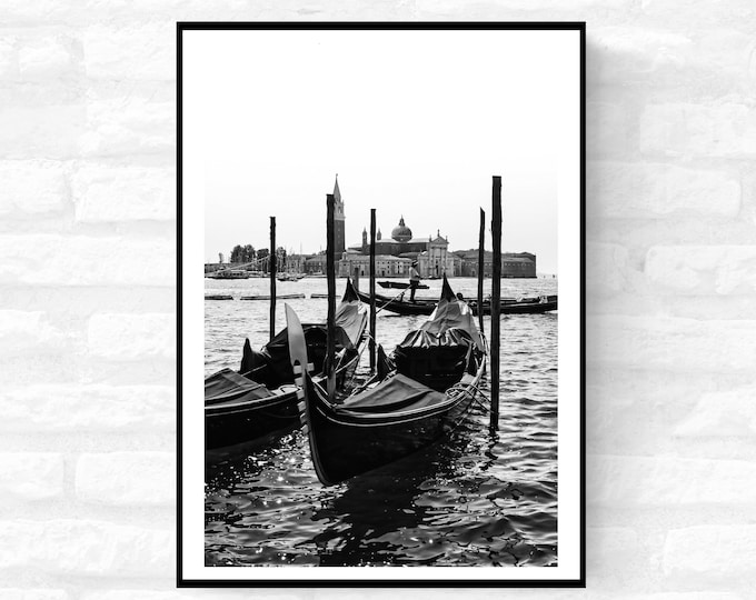 Venice Print Italy Travel Photography Venezia Italia Veneto region - Black and White - office home decor - A4 A3 A2 - Festival Merch