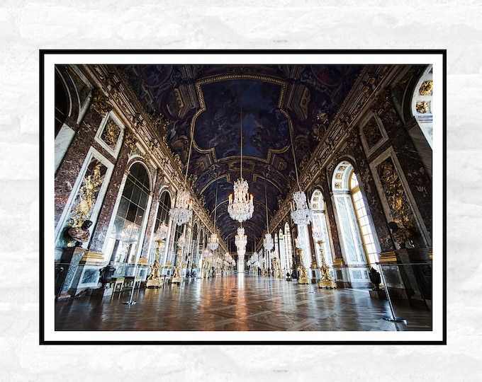 2 Unique Palace of Versailles Prints - Hall of Mirrors Photography - France travel print - Office Home Decor - A4 A3 A2 - Festival Merch