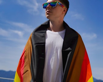 Inclusive Rainbow Flag Large LGBT -  5ft by 3FT Pride Gay Lesbian Bi Trans Rainbow parade inclusive Philadelphia  philly - Festival Merch